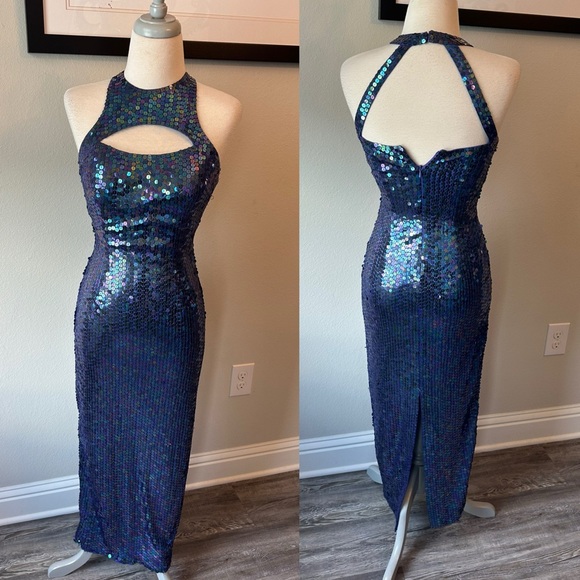 Adrianna Papell Evening Beautiful Vintage Sequin Dress - Picture 3 of 16